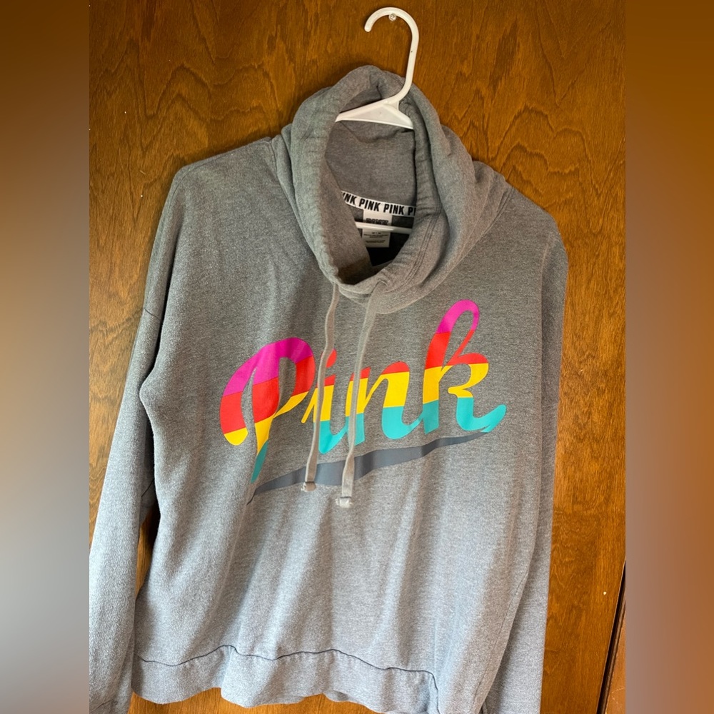 Pink cowl neck hoodie